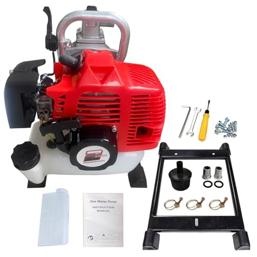 Bomba de agua de gasolina, 50 cc, motor de gasolina de 2 tiempos, bomba de agua sucia, bomba de agua para jardín, riego de césped, piscina