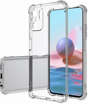 Ehr. Xiaomi Redmi Note 10 Pro/Note 10 Pro Max Compatible Anti-Shock Yellowing Airbag Protected Ultra Slim TPU Transparent Silicone Case (Transparent, Xiaomi Redmi Note 10 Pro/Note 10 Pro Max)