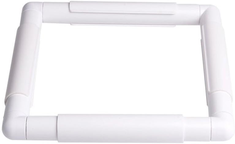 Square Embroidery Hoop, Plastic Cross Stitch Frame White Cross Stitching Frame Sewing Hoop Handhold Craft Clip Frame Embroidery Snap Frame Hoop DIY Sewing Tools for Cross Stitching (6x6 inches)