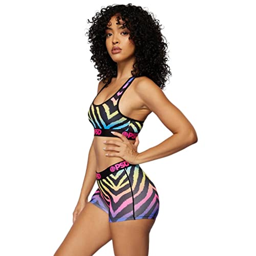 Psd Womens Rainbow Zebra Sports Bra, Multi, M #TOP1