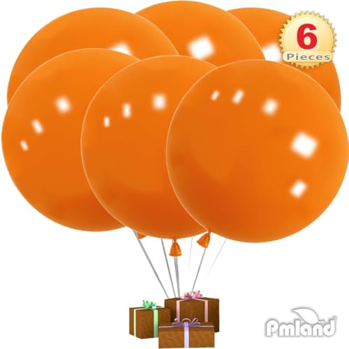 Image of 6 Pcs Orange 36 Inch Giant Balloons for Birthday Party Decorations | Orange 36 inch jumbo balloons for birthdays, weddings, graduations, backdrops, balloon arches, helium use and event decor.