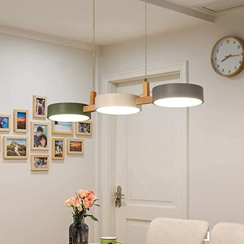 Lustre suspension LED bois et métal avec éclairage blanc chaud et neutre