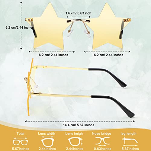 Konohan 6 Pairs Rimless Star Shape Sunglasses Disco Glasses Pentagram Sun Glasses for Halloween Bar Party Supplies Night Club2