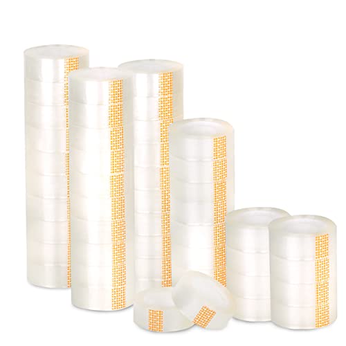 MERCURY TEXTIL - Klebeband, transparent, 18 x 35 mm, ideal für Büro, Zuhause und Schule (Packung mit 48 Rollen) Cover