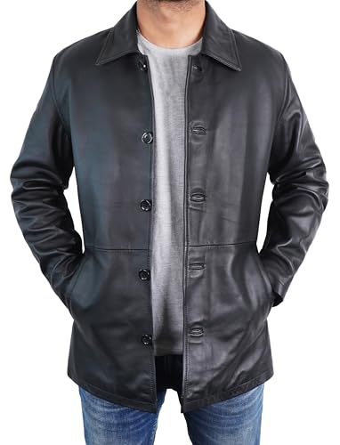 STOREJEES Real Lambskin Leather Jacket Men | Car Coat Black