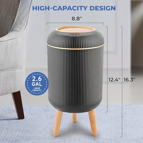 Caneca de basura con sensor de movimiento y tapa 10l negra miniatura 2