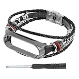 ibasenice Leder Uhrarmband für Mi Band 5 5 NFC Retro Sports Smart Uhrenarmband Geschichtet Böhmisches Lederarmband Uhrarmband Ersatz