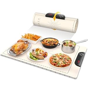 Smart Food Warming Tray | 11-Temp Control, 9H Timer, Child-Safe​​​​. Perfect for Holiday Dinners & Global Parties – Keep Dishes Warm with Energy-Saving Safety​​(White)