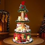 Christmas Tree Xmas Display Stand with Snow Blanket Garland and String Light DIY...