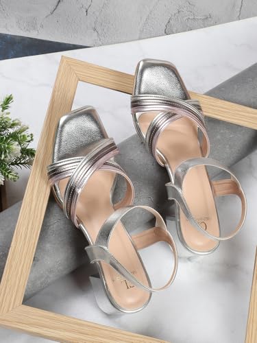Image of Carlton London Women Stylish Fashion Embellished Sandals for Outdoor, Party, Wedding and Holidays with Block Heels