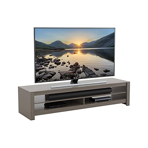 Mahara Corner TV Stand Unit in Grey wood effect veneer, for flat or curved screen TVs, 42" 45" 47" 50" 55" 60" 65" 70" 75" 80", 180cm width - Image 3