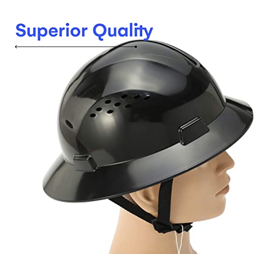 Noa Store Full Brim Hard Hat With Hdpe Shell And Fast-Trac Suspension Work Safety Helmet | Short Brim For Better Visibility Meets All Requirements For Type 1 Top Impact Helmet | Black #TOP4