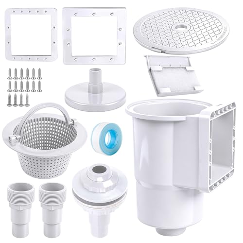 Zinueen Kit de Skimmer pour Piscines à Parois en Acier et Piscines Hors Sol - Skimmer Encastrable Hautement Efficace avec Grand Panier Filtrant, Buse...