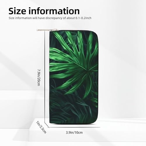 Leather Wallet for Women Long Purse Green Tropical Jungle Plant Womens Wallet Clutch with 8 Credit Card Holder Coin Pocket3