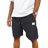 TARAINYA Velluto a Coste Pantaloncini Uomo Cotone Coulisse Estivi Causal Pantaloni Corti Uomo con Tasche Grigio Scuro M