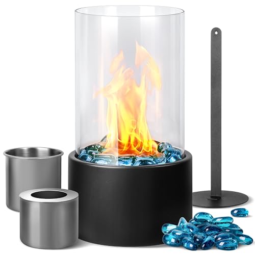 Eufrozy Chimenea de Mesa, Mini Chimenea Bioetanol para Interior Exterior con Cubierta de Vidrio +...