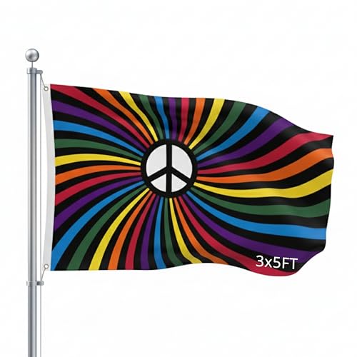 Drapeau extérieur arc-en-ciel paix 3' x 5', 2 côtés résistant intempéries