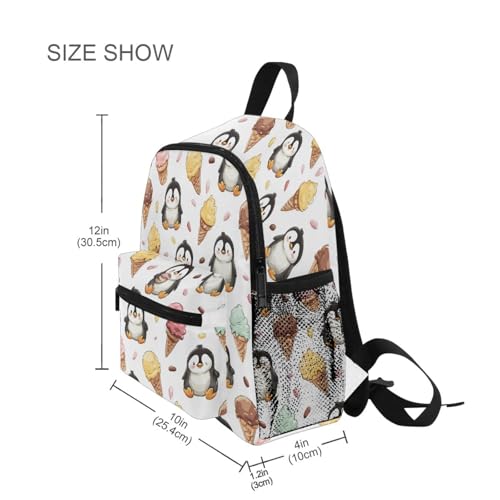 Cute Penguins Preschool Backpack Ice Cream School Backpack Daycare Bookbag for Kids 3-84