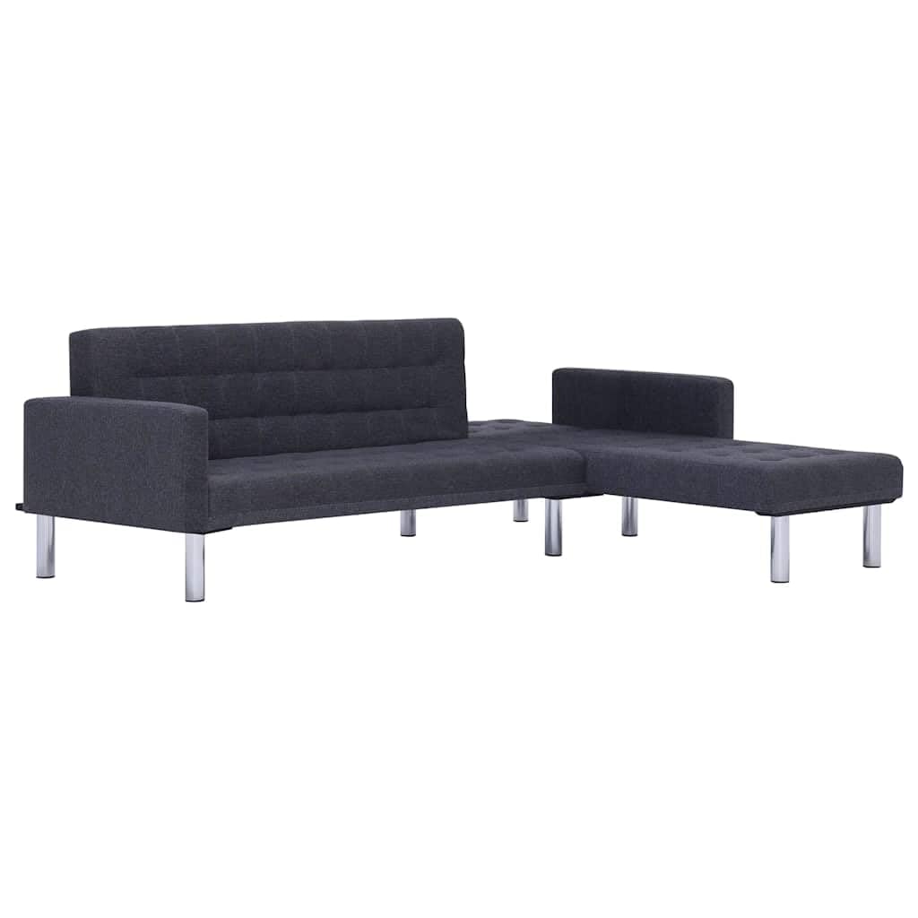 Sofá cama en forma de L gris oscuro poliéster