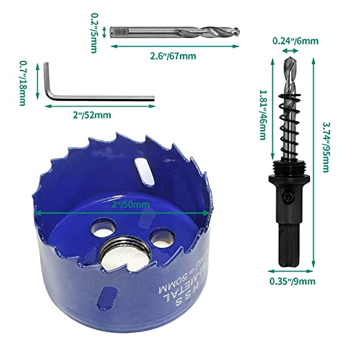 Image of Luomorgo 50mm /2 inch Hole Saw, 1 1 /4 inch Cutting Depth HSS Bi-Metal Hole Cutter for Wood Cornhole Boards Plastic Drywall & Metal Sheet | HSS Bi-Metal, For Wood Cornhole Boards, For Plastic Drywall, For Metal Sheet