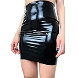Women's TALEKITY Latex Dress Rubber Gummi Black Party Mini Skirt (US, Alpha, Medium, Regular, Regular, Black)