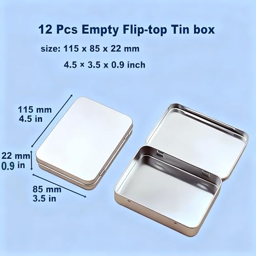Image of Flip-Top Tin Rectangular Metal Tin Boxes with Hinged Lids, Empty Storage Containers in for Gift Cards, Crafts, Hardware & EDC Survival Kits (White, 2 Pcs 4.5 inch x 3.5 inch x 0.9 inch)