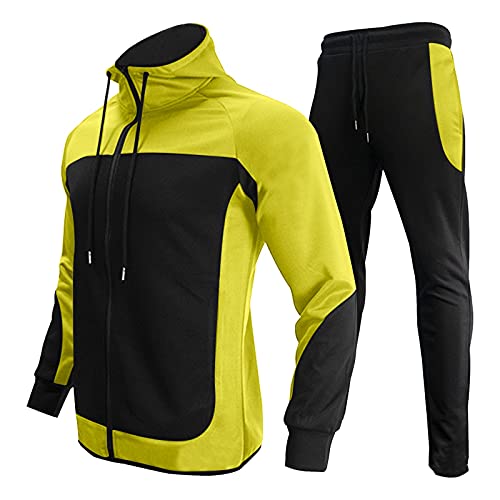 BEUU Patchwork Tracksuits for Mens, Color Block Stand Collar Jackets Sweatpants 2 Piece Outfits Set Sports Sweatsuits Short Sleeve Long Sleeves Lapel Button-down Button Up V Neck O Round Crewneck