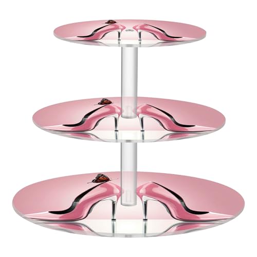 PYBUG High Heel 3 Tier Acrylic Cupcake Stands Tower,Dessert Table Display Set for Tea Party,Wedding,Birthday, Baby Shower