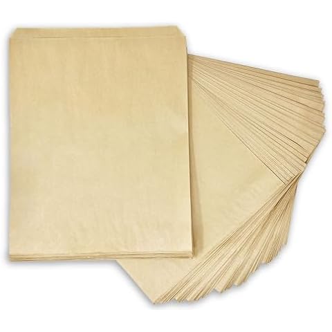 Flexicore Packaging Flat Brown Kraft Paper Bags Size: 12 Inch Wide X 15 Inch High | Count: 100 Bags | Color: Brown Cover