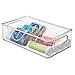 mDesign Plastic Storage Organizer Shallow Container Bin with Handles for Bathroom, Kitchen Cabinet, Pantry, Home Organization - Holds Vitamins, Supplements, Makeup - Ligne Collection - 4 Pack - Clear