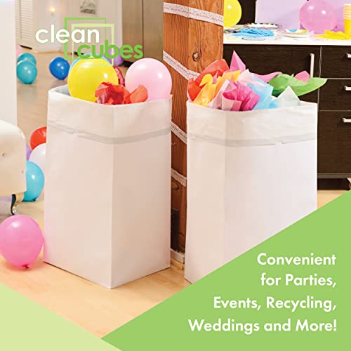 Image of Clean Cubes 30 Gallon Pop-Up Trash Cans 3-Pack, Instant Extra Trash Space | Extra Trash Space Without Mess, No Tape or Assembly Required, Pre-Fitted Liner Inside, Wire-Reinforced Opening, White