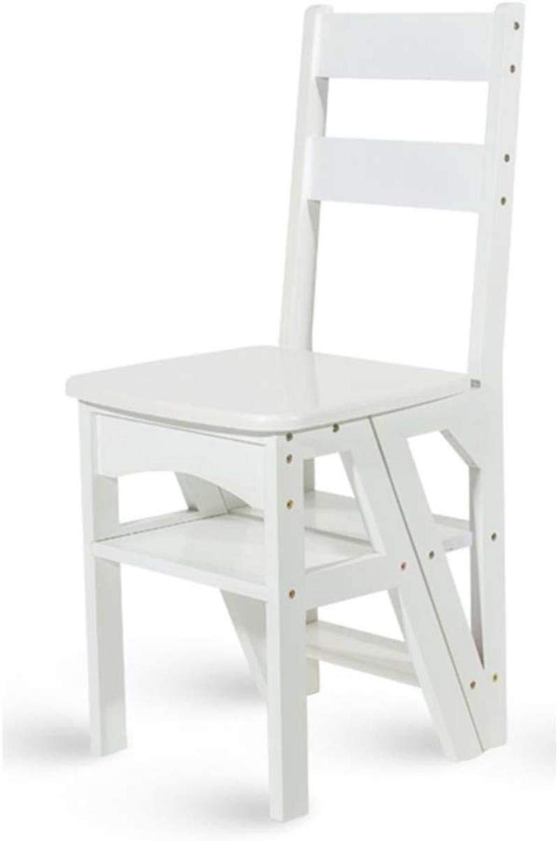 Escabeau pliant 2 marches en bois blanc pour la cuisine et la maison