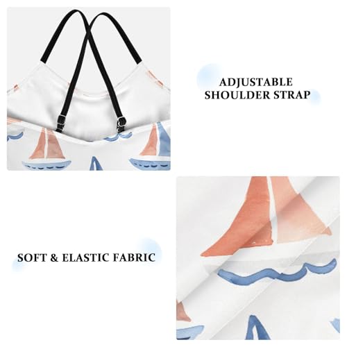 ALAZA Watercolor Sail Boat Cartoon Girls Swimsuit Bathing Suit Beach Swimwear One Piece 3-10T3