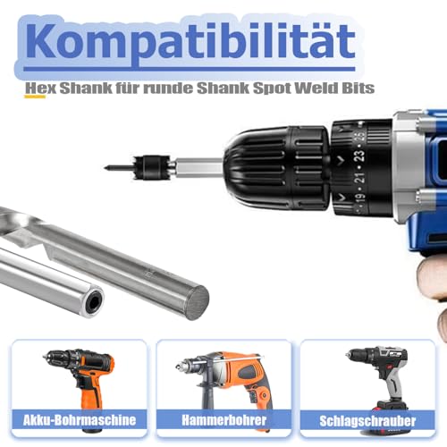Mesee 10 Stück Punktschweißschneider-Set, 3/8 & 5/16 Schweißpunktbohrer, HSS Doppelseitige Schweißpunktfräser, Plattentrenner für Bohrmaschine, Schweißen, Autokarosseriearbeitswerkzeug
