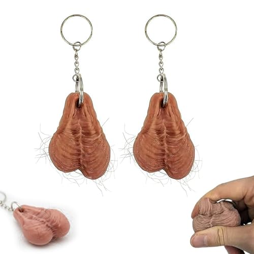 Amusing Hairy Ball Accessory, Funny Hairy Balls Keychain Funny Hairy Ball Ornament, Unique Couple Keychain Presents (2pcs)