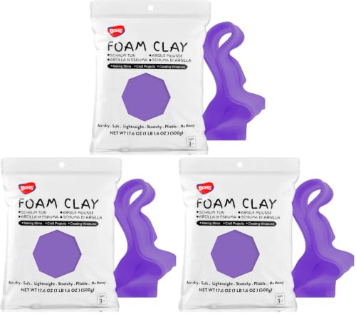 Image of BOHS Violet Modeling Foam Clay - 1.1 Lbs, Squishy,Soft, Air Dry -for Flower Mirror,Cosplay,Fake Bake, Slime Supplies-500g (Pack of 3)