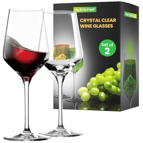 NutriChef 7 oz Crystal Wine Glasses, Set of 4 Elegant