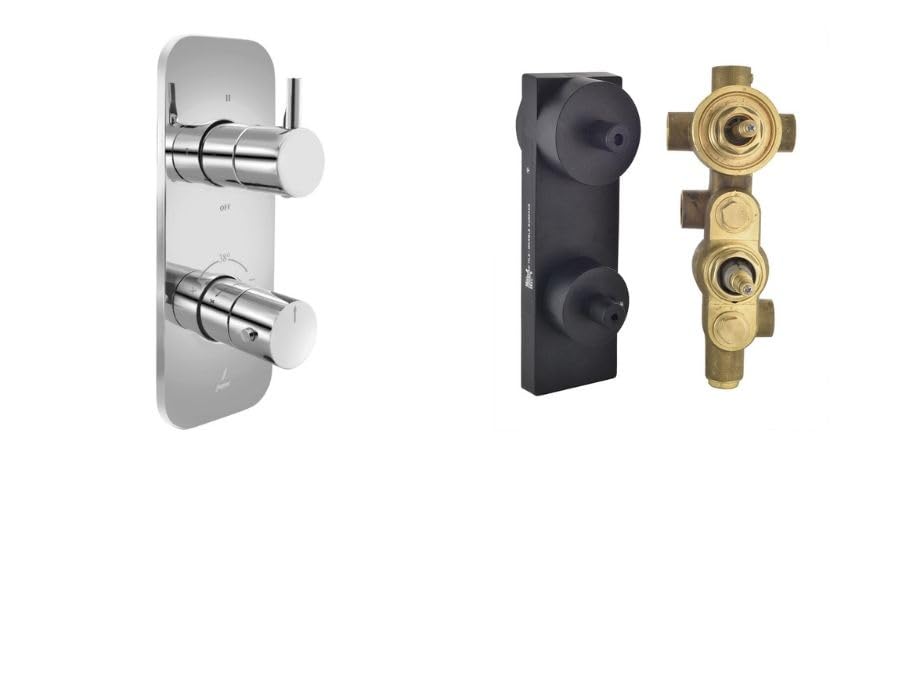 Image of Jaquar Aquamax Thermostatic Shower Mixer Set | Exposed Part Kit + Concealed Body | 3-Way Diverter | Chrome Finish | Luxury Bathroom Fitting | In-Wall InstallationFLPCHR5683NKPM+ ALD-CHR-683N