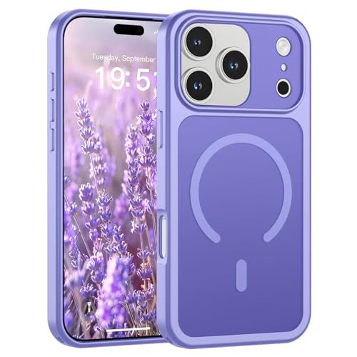 Image of SUPFINE Magnetic for iPhone 17 Pro Case Purple | (Compatible with MagSafe)(Military Grade Drop Protection)(Camera Protection)Translucent Matte Phone Cover