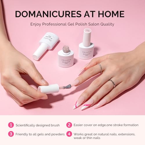 Image of MelodySusie Builder Gel Nail Polish Set, Base Colors Nude Clear Pink 8 in 1 Nail Thickening Rubber Base Gel Polish,Soak Off UV Extension,Rhinestone Nail Glue in a Bottle Gift for Women 6 Colors