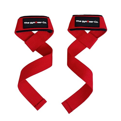 Image of The gymGear Co. Weight Lifting Straps for Gym, Powerlifting, Strength Training | For Men & Women for Fitness and Workout (Red)
