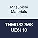 Mitsubishi Materials TNMG332MS UE6110 CVD Coated Carbide TN Type Negative Turning Insert with Hole, Triangular, 0.375" IC, 0.187" Thick, 0.031" Corner Radius, MS Breaker (Pack of 10)