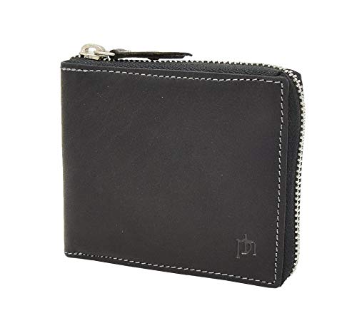 Portefeuille homme cuir noir RFID zippé sous coffret cadeau idéal pour Noël et Fêtes