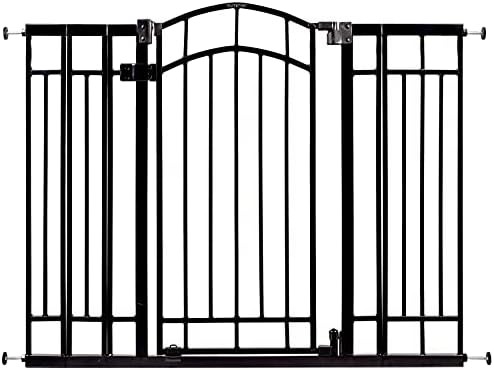 Summer Multi-Use Decorative Extra Tall Walk-Thru Safety Pet and Baby Gate, 28.5"-48" Wide, 36" Tall, Pressure or Hardware Mounted, Install Wall to Wall in Doorway or Stairway, Auto Close Door - Black