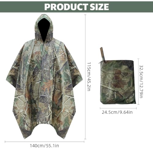 Image of GUSTAVE Camping Rain Poncho for Adults Lightweight Waterproof Outdoor Raincoat with Stylish Prints, Packable 3 in1 Design for Hiking, Camping, Travel, and Scooter Riding