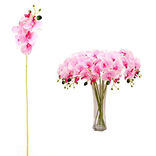 UTHCLO Orquídeas Artificiales de Seda Rosa 7 Cabezas, Ramo Falso Elegante para Decoración de Boda y Cumpleaños, Realistas y Delicadas para Jarrón o Cesta