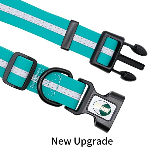 Image of Nimble Reflective Waterproof Dog Collar Adjustable Odor Resistant Easy Clean Pet Collar for Small Medium Large Dogs Night Walking Outdoor Rainy Use (Large (15.35 inch-24.8 inchinches), Emerald Green)