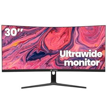 CRUA 30Inch Ultrawide Curved Monitor, 21:9 WFHD(2560x1080P) VA Computer Monitor, 99% sRGB 100HZ 1500R PC Monitors Support FreeSync, Wall-Mounted, with HDMI/DP Display Port-Black