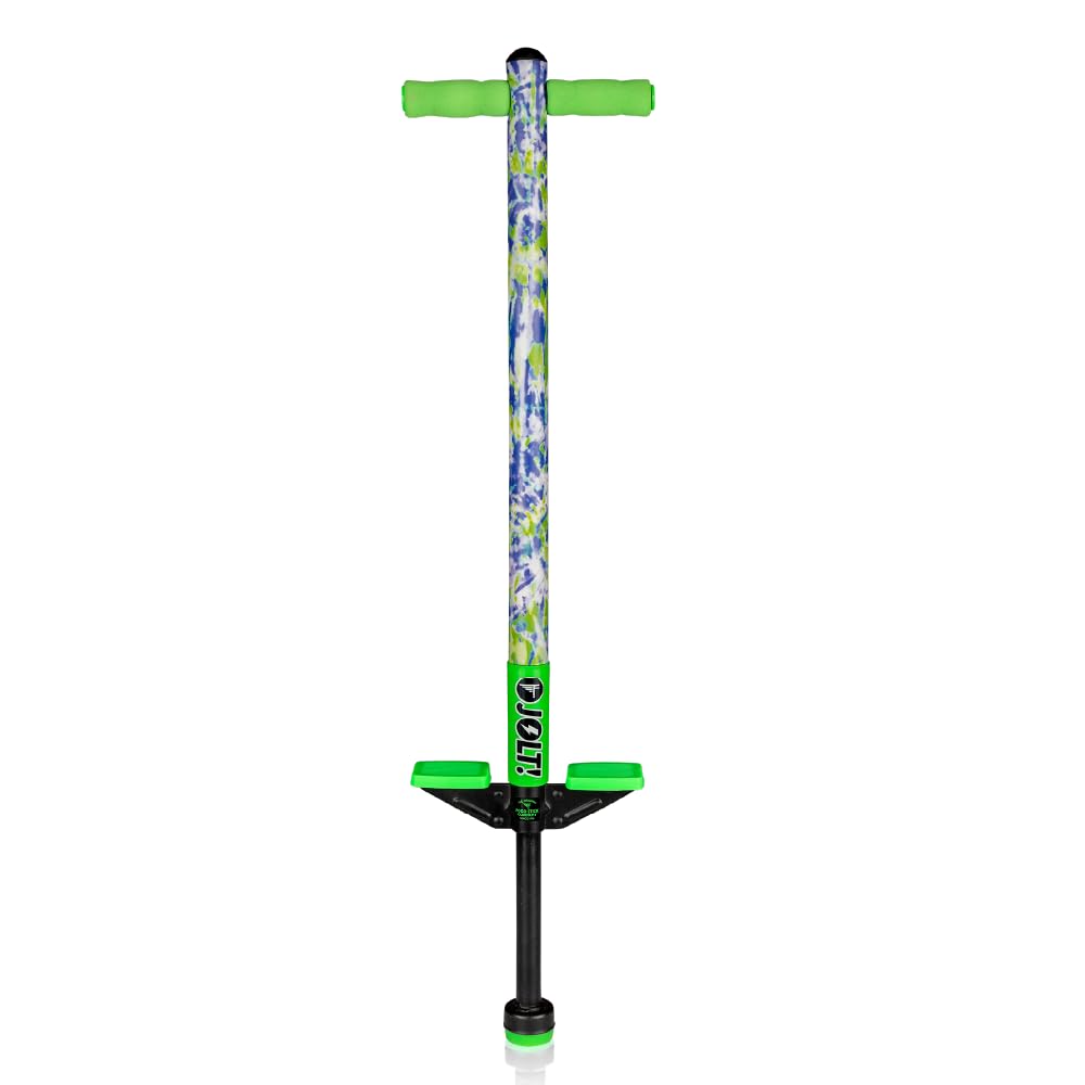 FlybarPogo Stick for Kids, 40 to 80 Pounds, Perfect for Beginners, Easy Grip Foam Handles, Anti-Slip Foot Pegs, Outdoor Toys for Boys, Jumper Toys for Girls, Outside Toys for Kids (Jolt, Tie Dye)