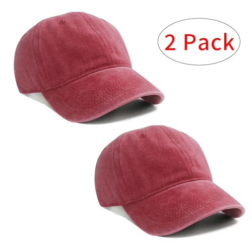 Image of PFFY 2 Packs Vintage Washed Distressed Baseball Cap Golf Dad Hat for Men Women